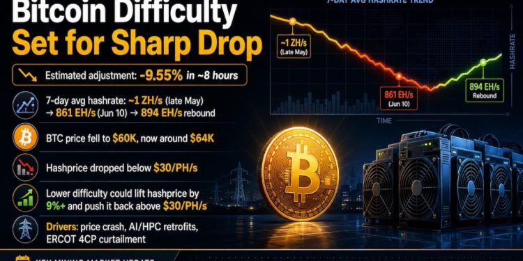 Bitcoin Mining Difficulty Set for Steep Drop as Hashrate Slides After Price Crash – Bitcoin News