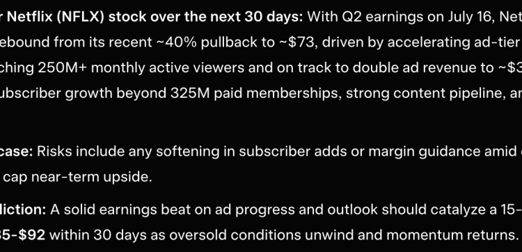 Elon Musk Grok AI Predicts Incredible Netflix Stock Price by Next 30 Days