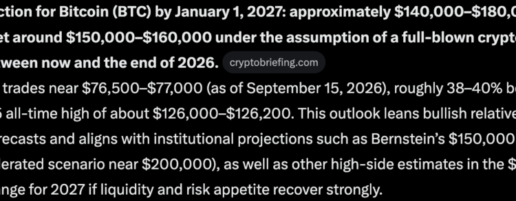 Elon Musk Grok AI Predicts a Wild End to 2026 for Bitcoin